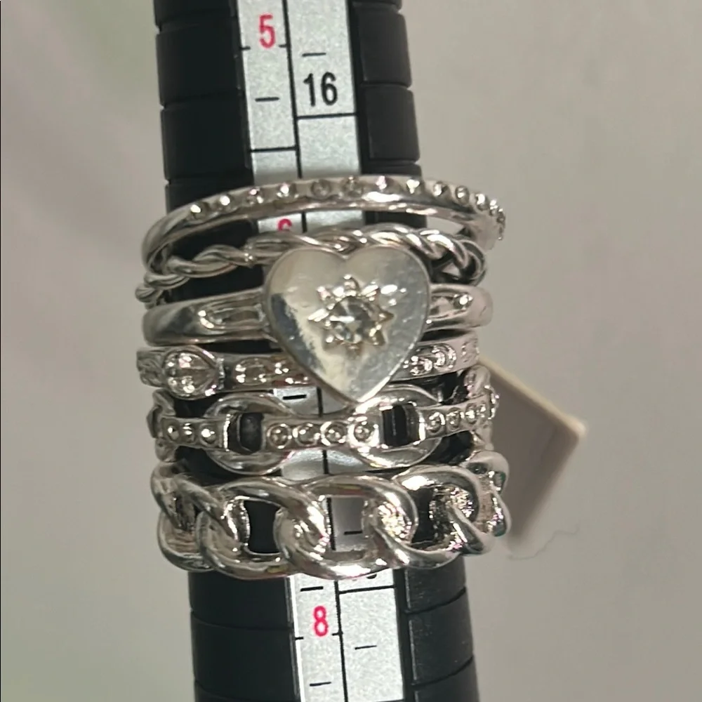 New Stacking Ring Lot - Multi-Color Gold Silver Tone Boho Rhinestone Ring Set